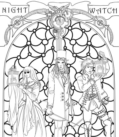 Steampunk Night Watch Crew Coloring Page